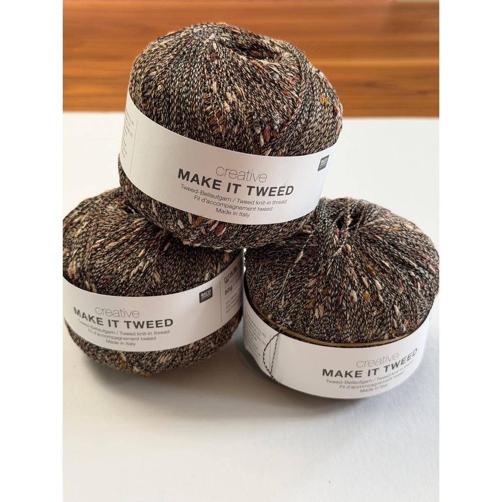 New Rico Design Creative Make It Tweed Yarn 3 Balls Brown Multi Lace Weight